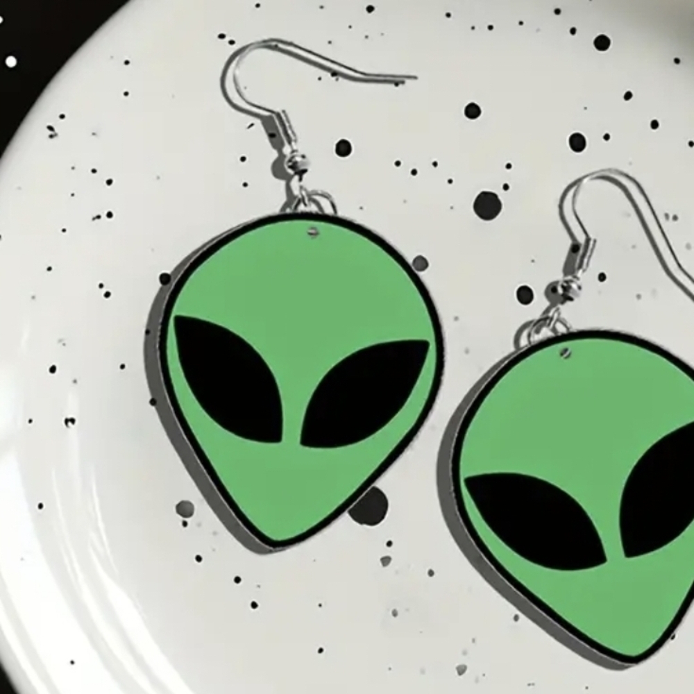 Alien Green Earrings